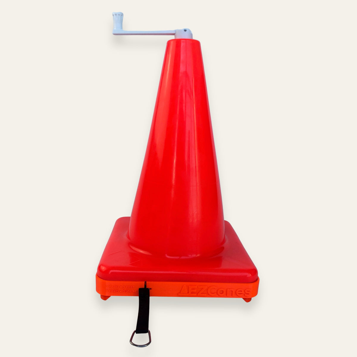 EZCone training cone with built-in 40-yard measuring tape on a field